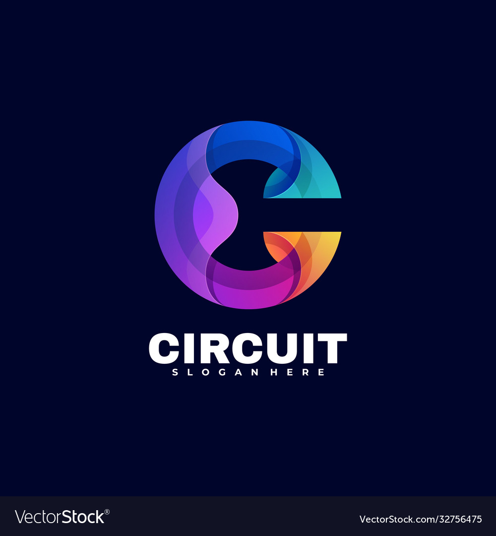 Logo circuit gradient colorful style