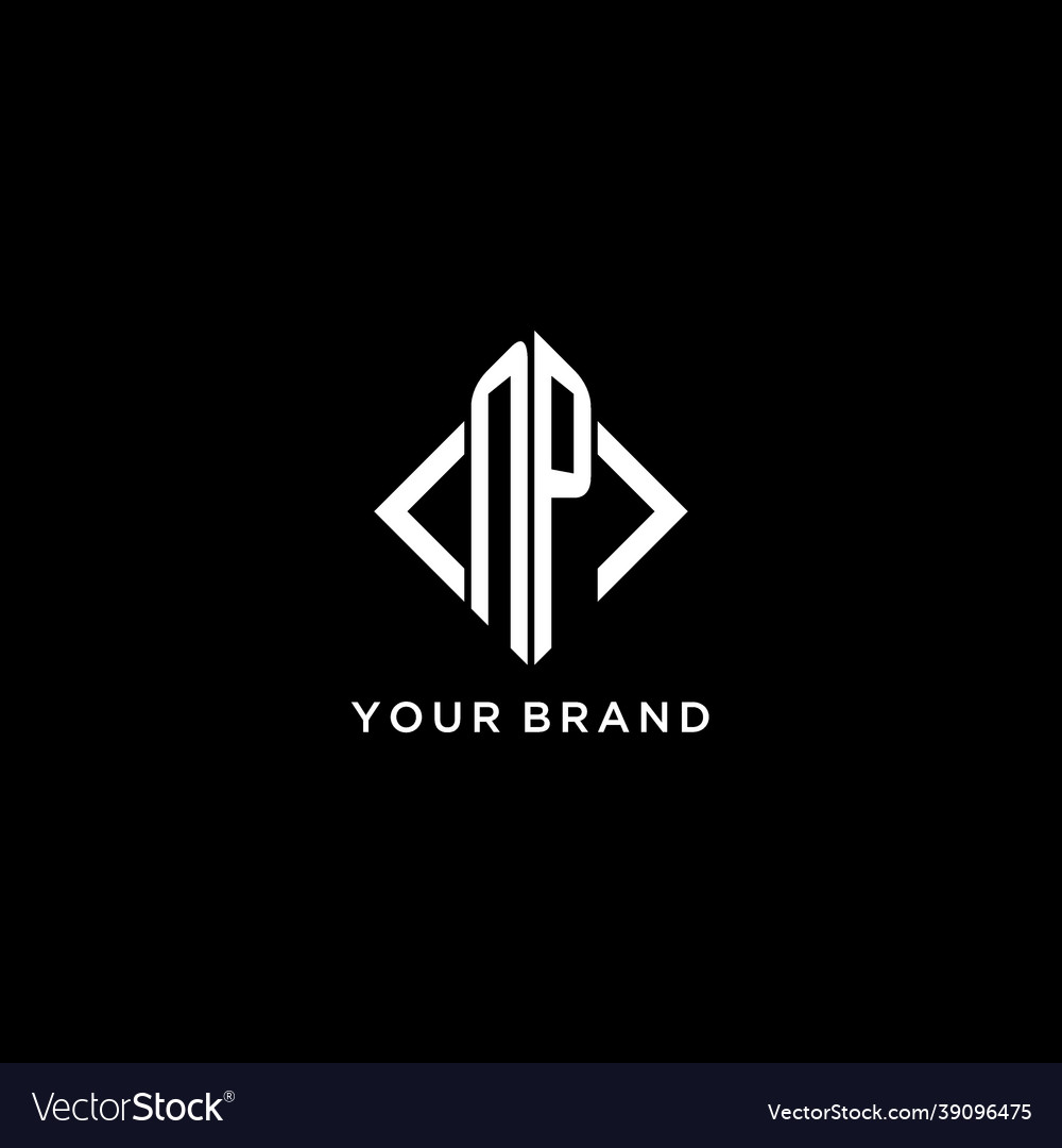 Np initial monogram with rhombus shape logo design