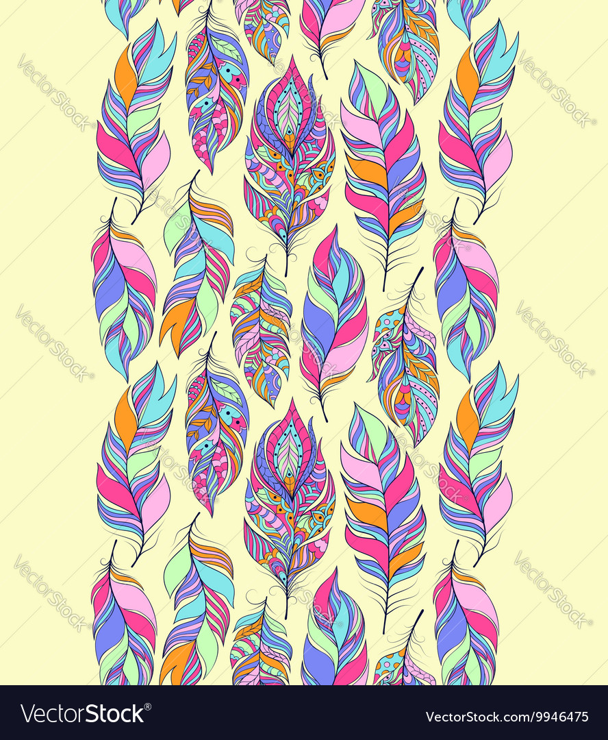 Pattern with colorful abstract feathers