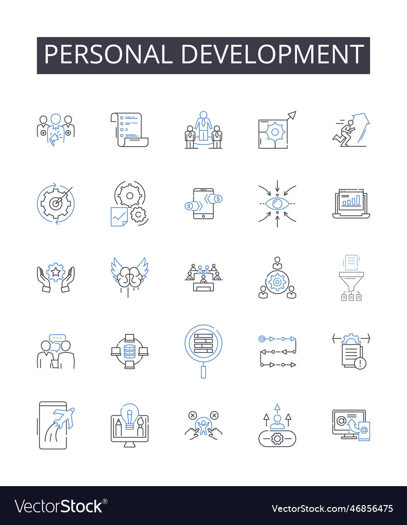 Personal development line icons collection self