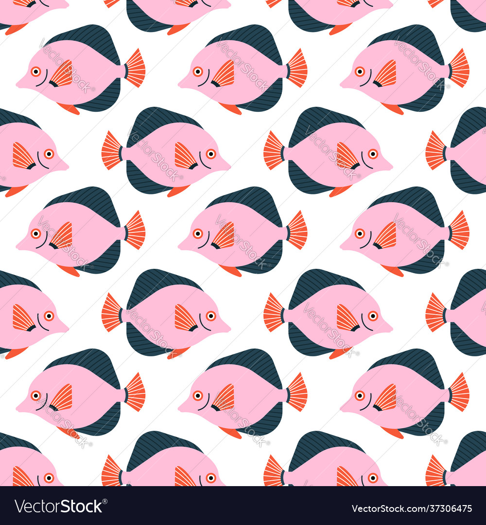 Seamless pattern with fish creative design element vector image Seamless pattern with fish creative design element