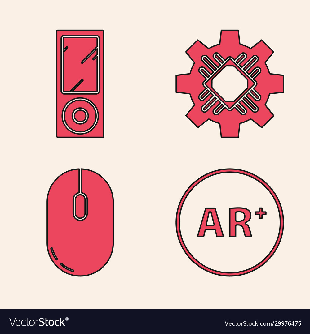 Set ar augmented reality music player processor vector image Set ar augmented reality music player processor