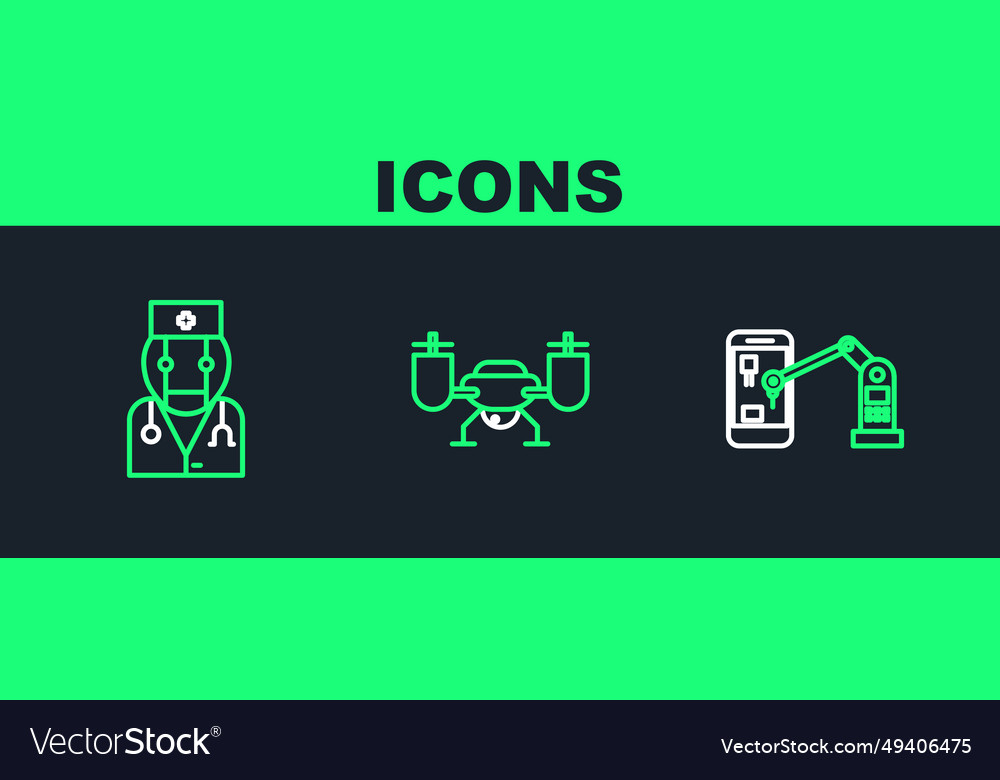 Set line industrial machine robotic robot arm vector image Set line industrial machine robotic robot arm