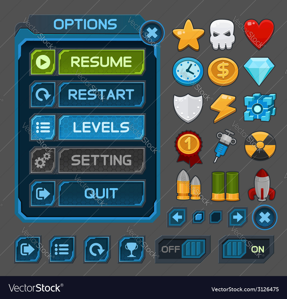 Space Game UI Buttons