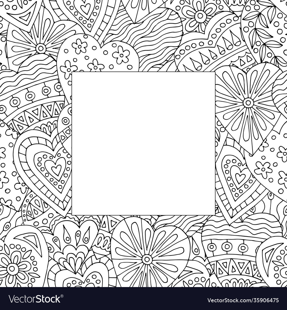 Square frame with abstract pattern hand-drawn vector image Square frame with abstract pattern hand-drawn