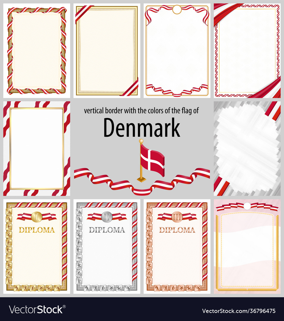 Vertical frame and border with denmark flag Vector Image Vertical frame and border with denmark flag