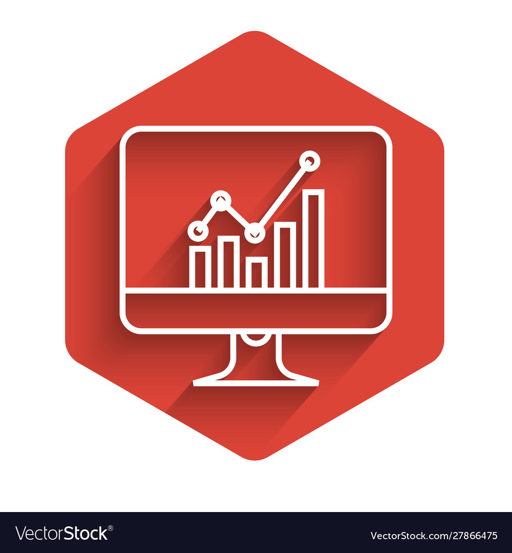 White Line Computermonitor mit Diagramm-Diagramm-Symbol vector image White Line Computermonitor mit Diagramm-Diagramm-Symbol