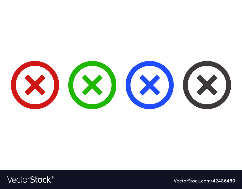 A set of colorful icons with cross mark symbol