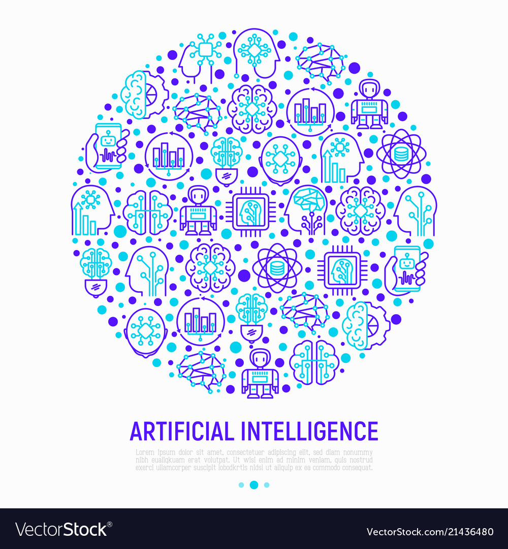 Artificial intelligence concept in circle vector image Artificial intelligence concept in circle