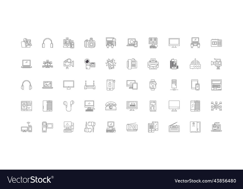 Device ideas linear icons line signs set Vector Image Device ideas linear icons line signs set