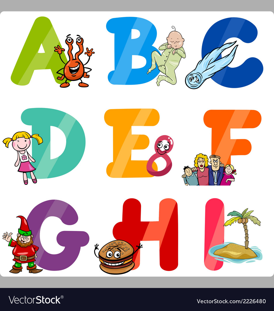 Education Cartoon Alphabet Letters For Kids Vector Image