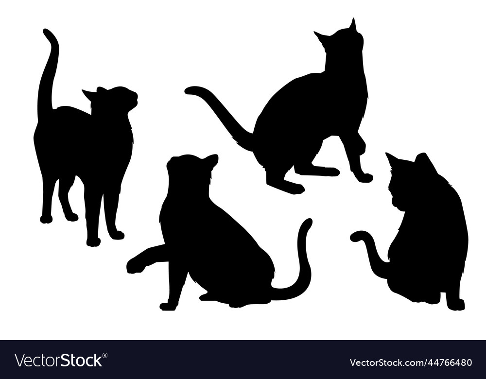 Flat design cats animals silhouette set Royalty Free Vector