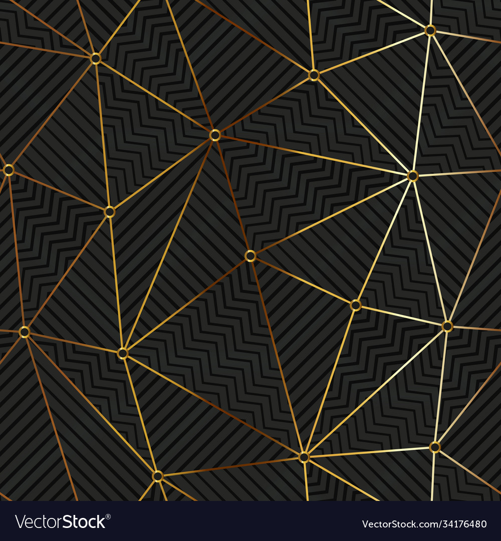 Gold triangle grid seamless pattern Royalty Free Vector