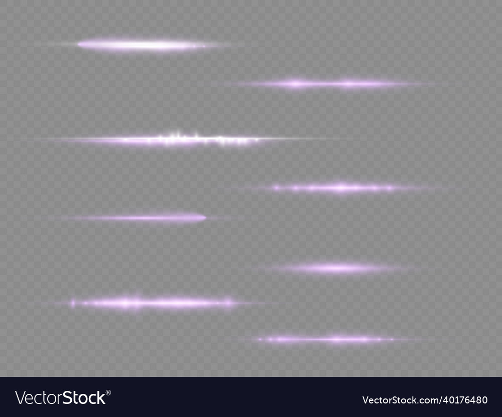 Horizontal violet light rays flash purple line Vector Image