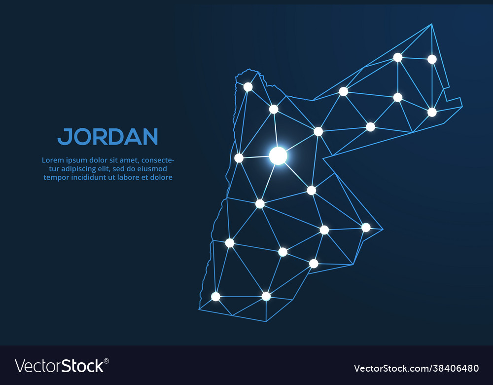 Jordan communication network map low poly image Vector Image Jordan communication network map low poly image