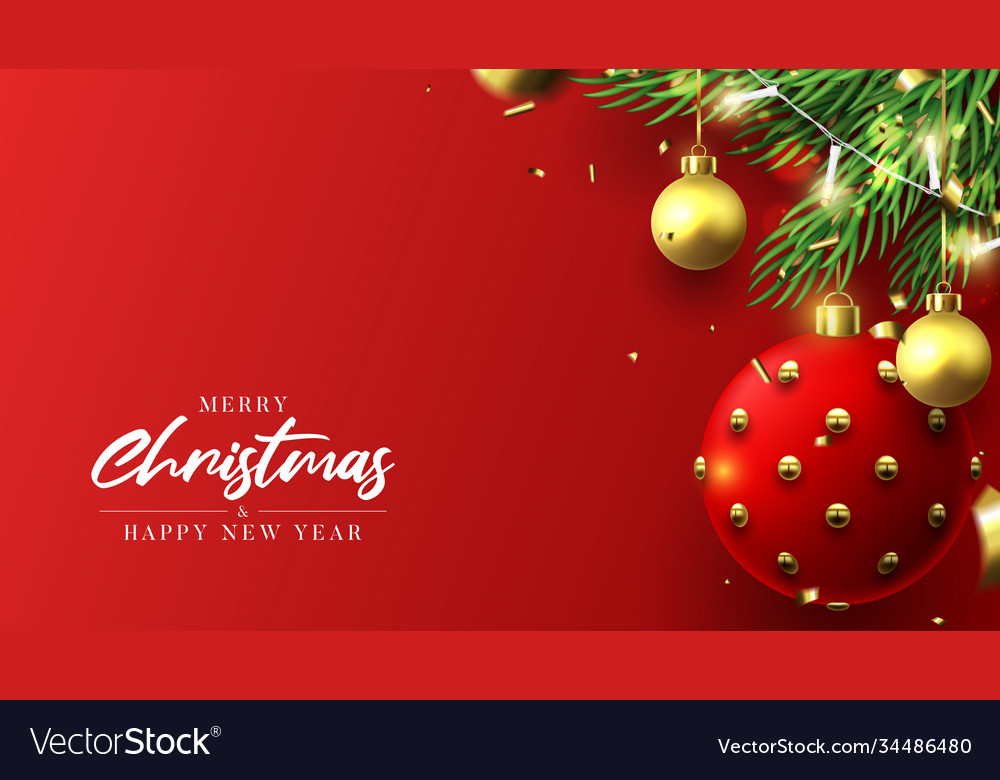 Merry christmas and happy new year banner vector image Merry christmas and happy new year banner