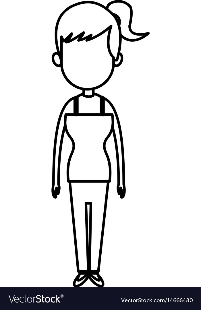 People woman character standing line