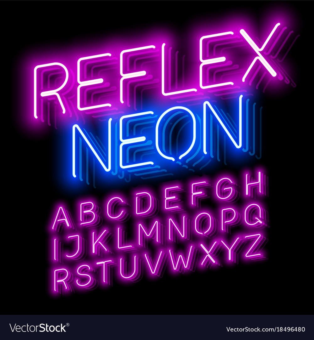 reflex-neon-font-royalty-free-vector-image-vectorstock