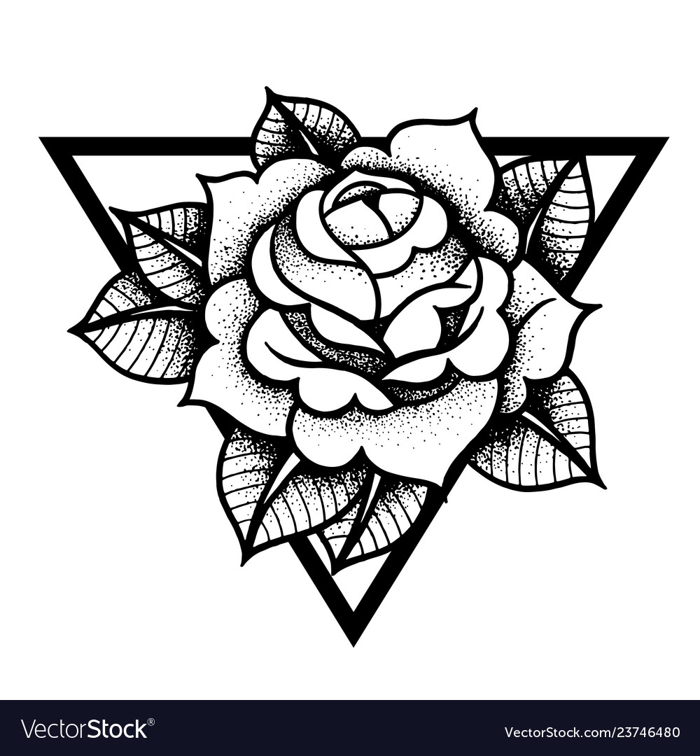 Rose Tattoo con cadena de cuentas con marco de geometría sagrada. Vector de  Stock de ©kalita.katsiaryna@gmail.com 406248532