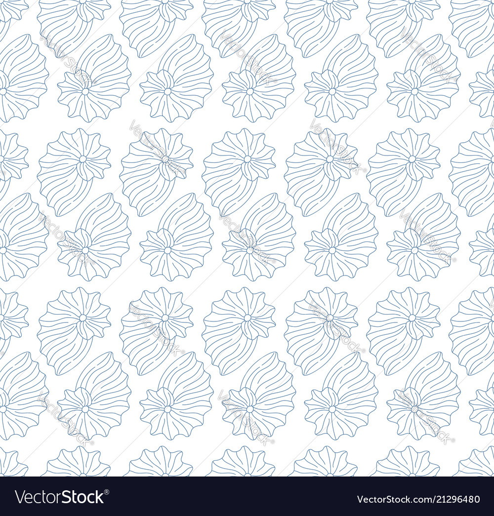 Seamless pattern with seashells on white vector image Seamless pattern with seashells on white