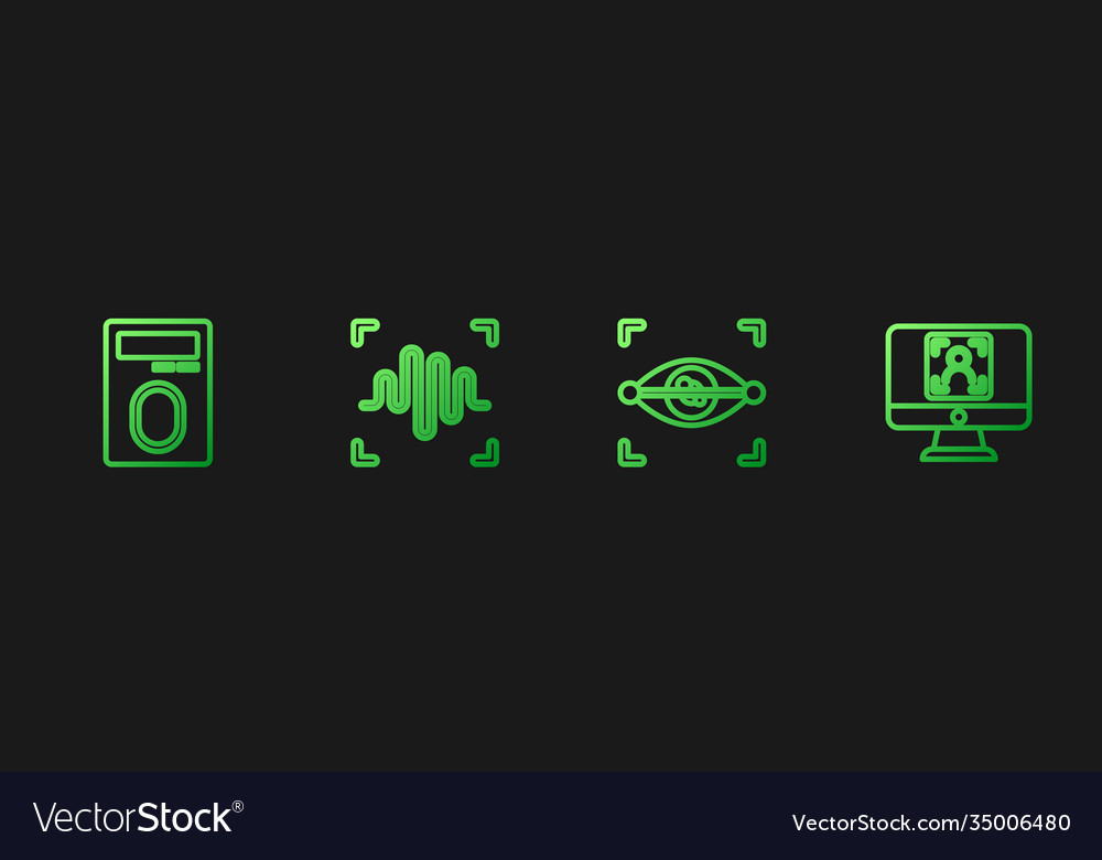 Set line eye scan fingerprint with lock voice vector image Set line eye scan fingerprint with lock voice