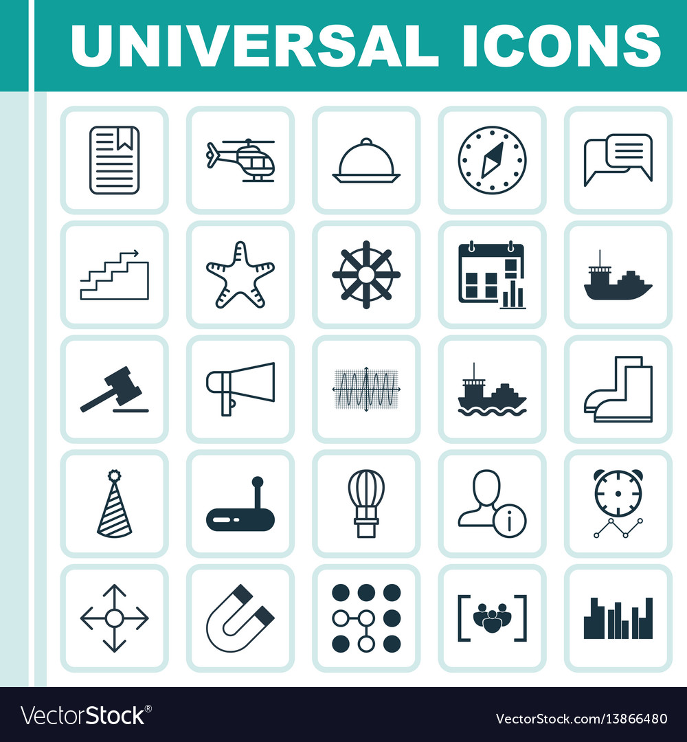 Set of 25 universal editable icons can be used