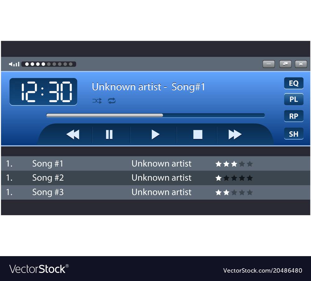 Set of ui ux audio and video media player template