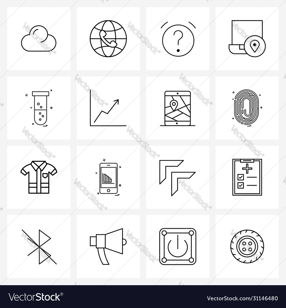 Ui set 16 basic line icons lab flask clock