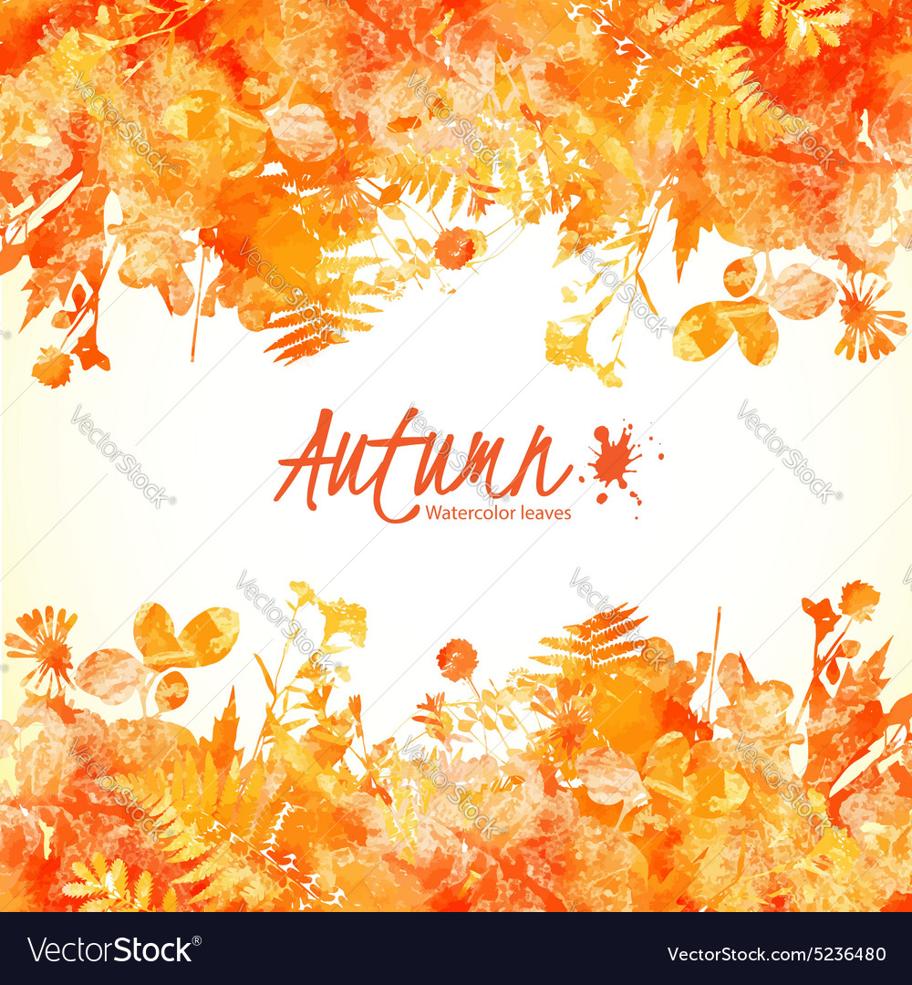 Watercolor Autumn Leaves Border