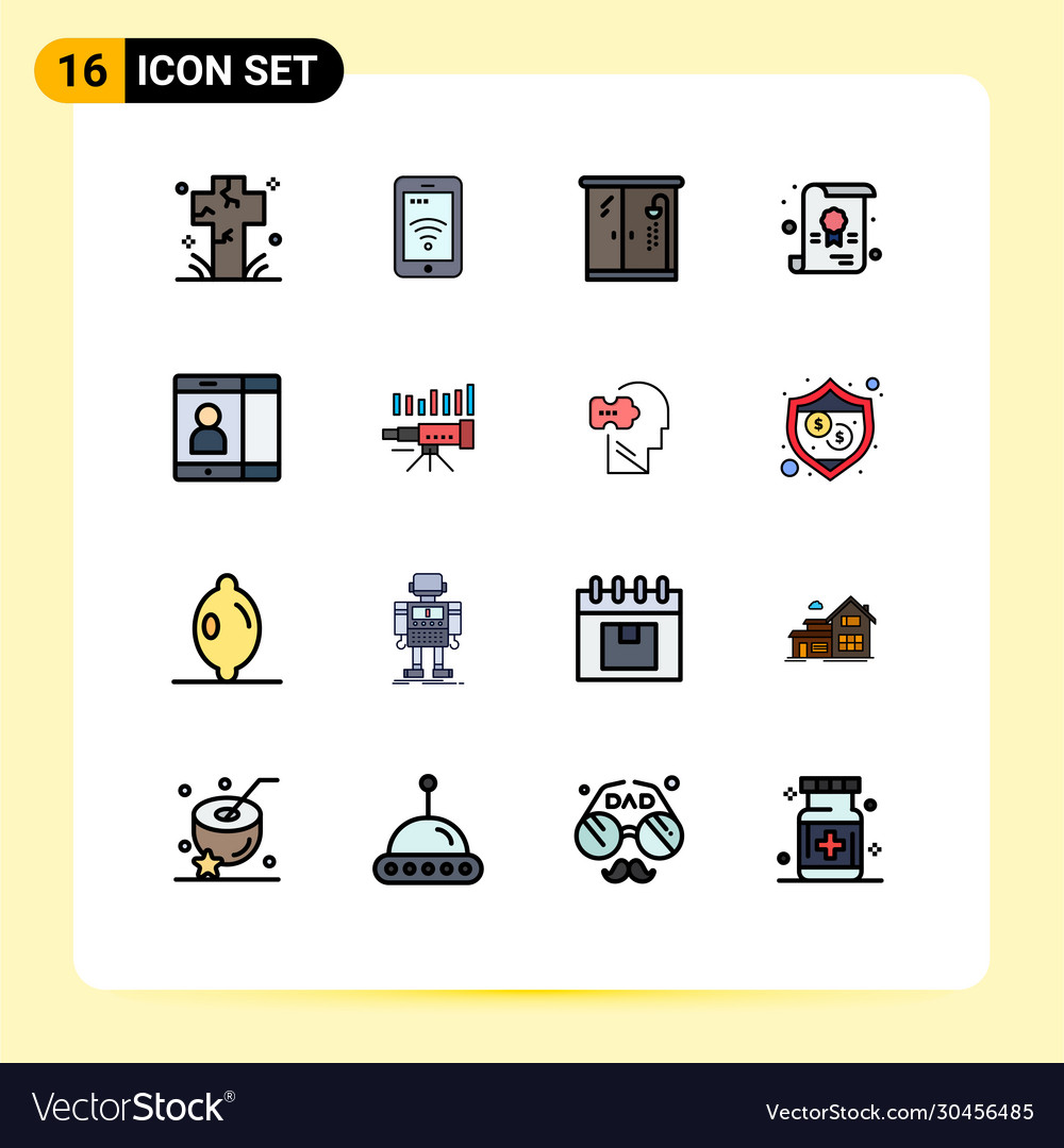 16 universal flat color filled lines set for web
