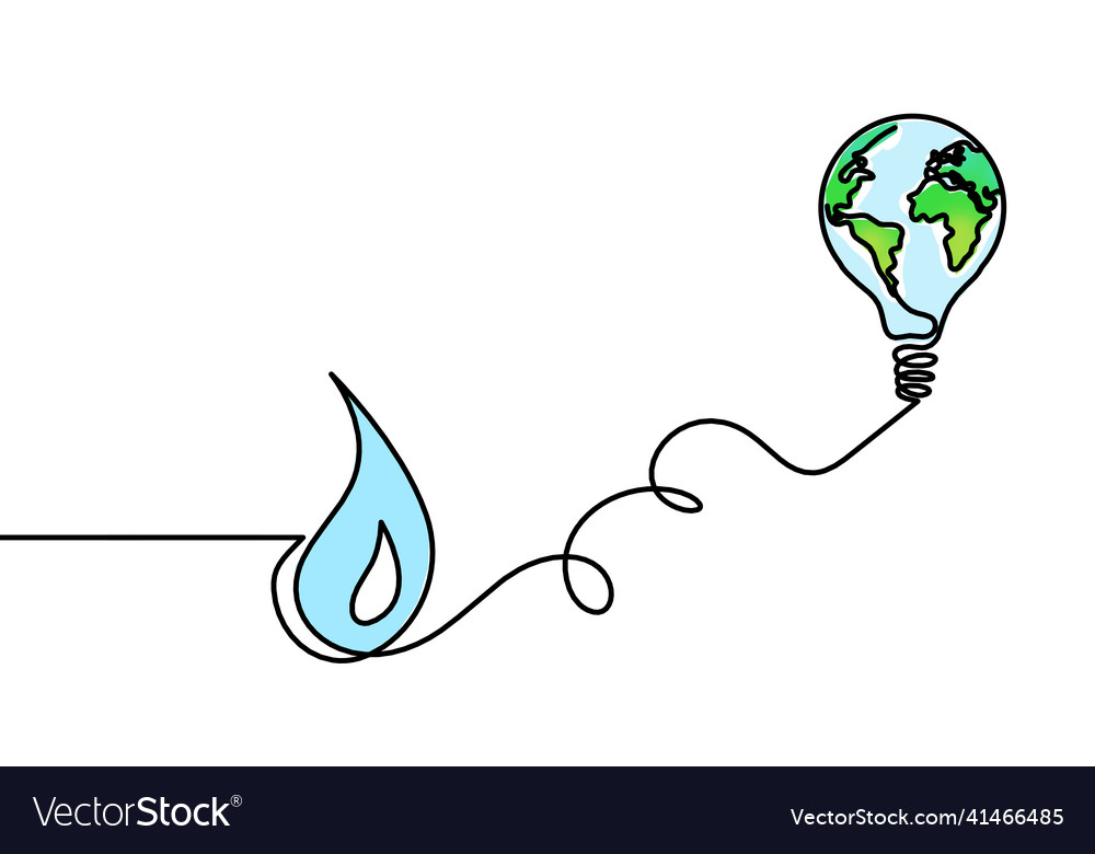 Abstract color drop with globe and lightbulb Vector Image Abstract color drop with globe and lightbulb