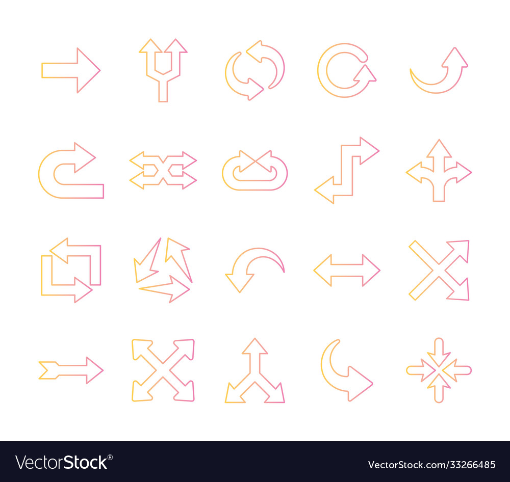 Arrows gradient style bundle icons
