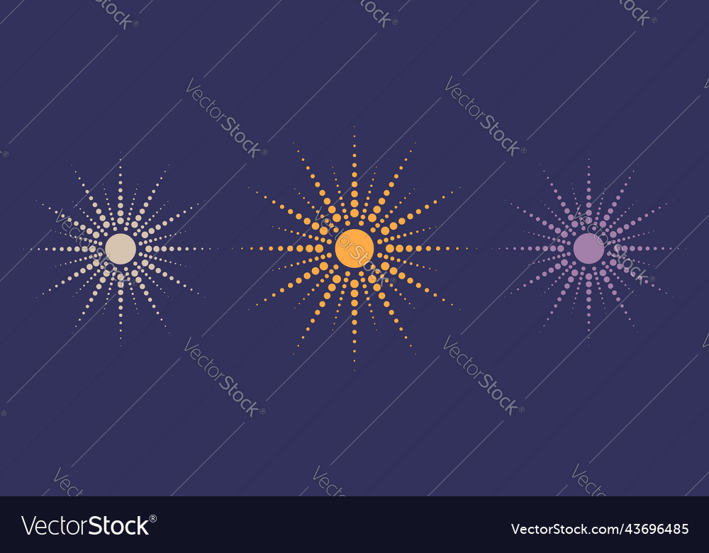 Dotted sun rays set collection vintage sunburst vector image Dotted sun rays set collection vintage sunburst