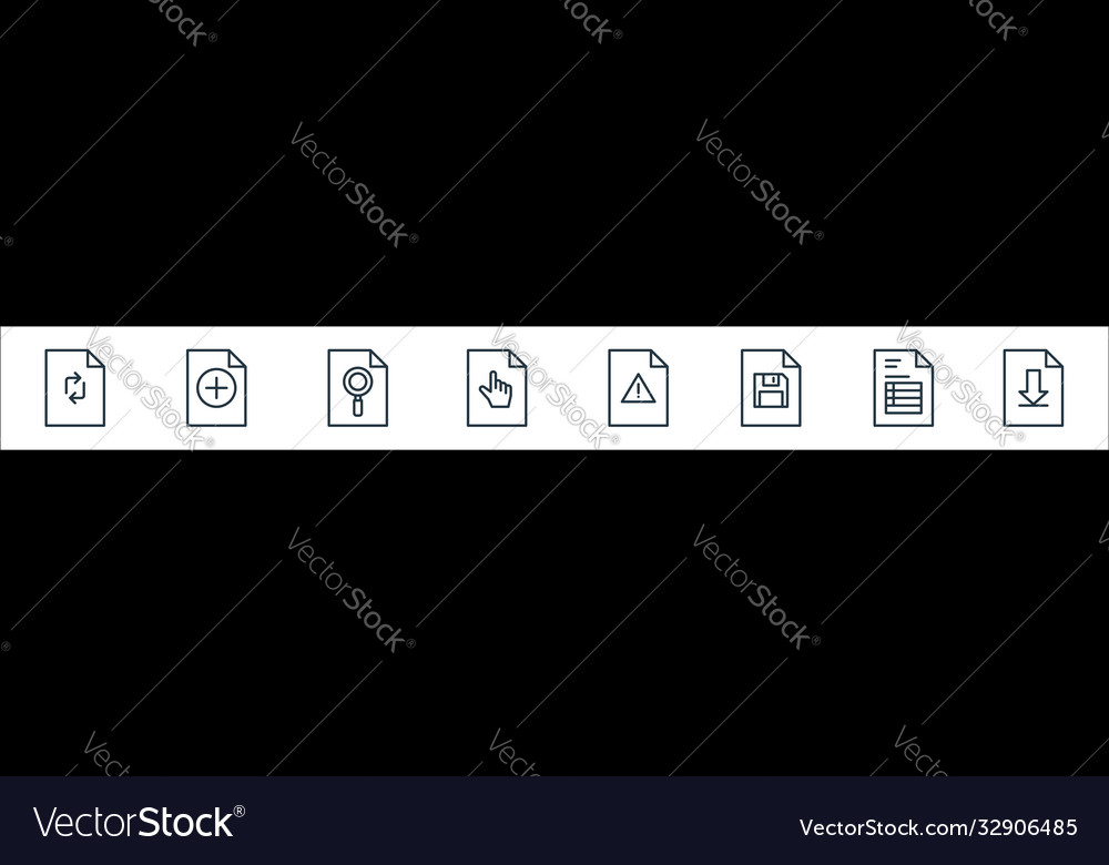 File and document outline line icons linear set vector image File and document outline line icons linear set