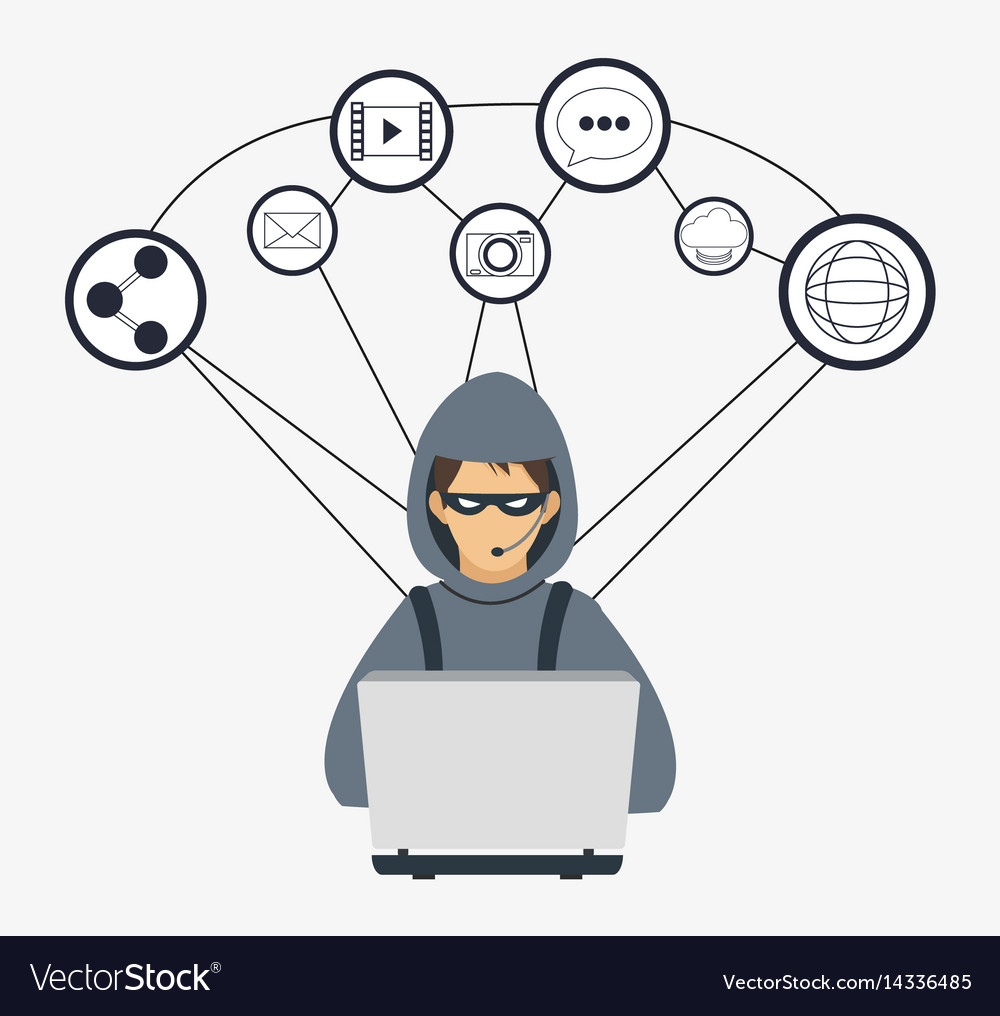 Hacker cyber security system design Royalty Free Vector