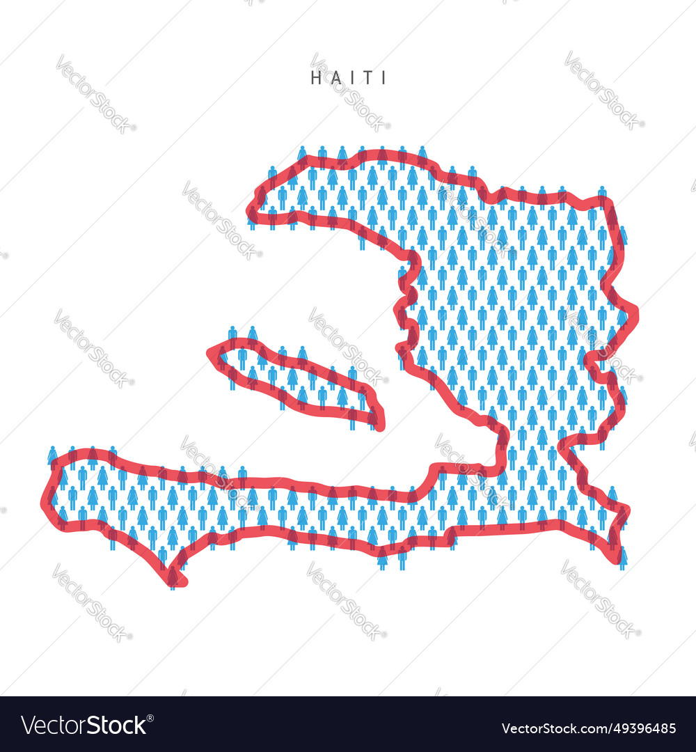 Haiti population map stick figures haitian people Vector Image