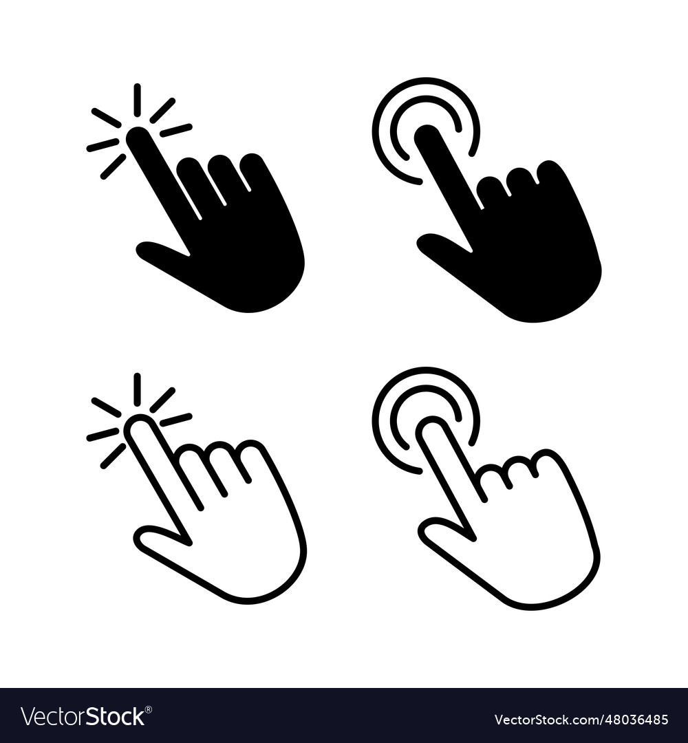 Hand click icon clicking finger icon pointer icon Vector Image