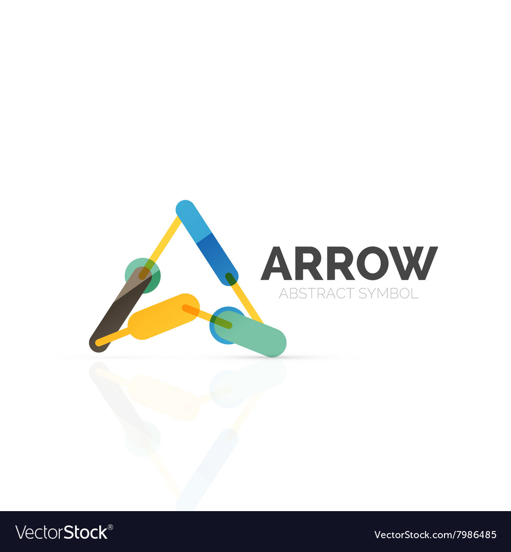 Linear arrow abstract logo connected multicolored