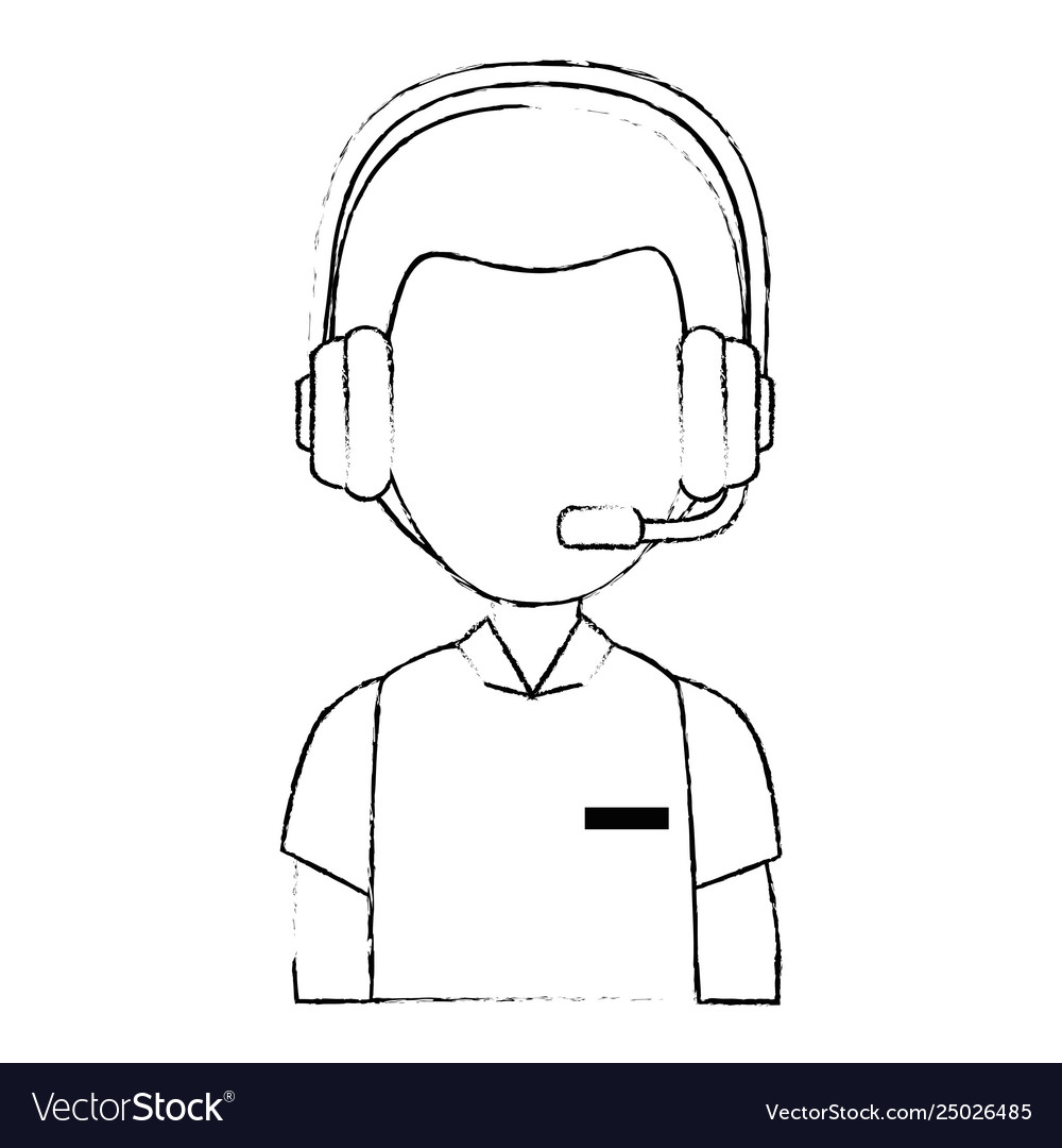 Logistic worker with headset character vector image Logistic worker with headset character
