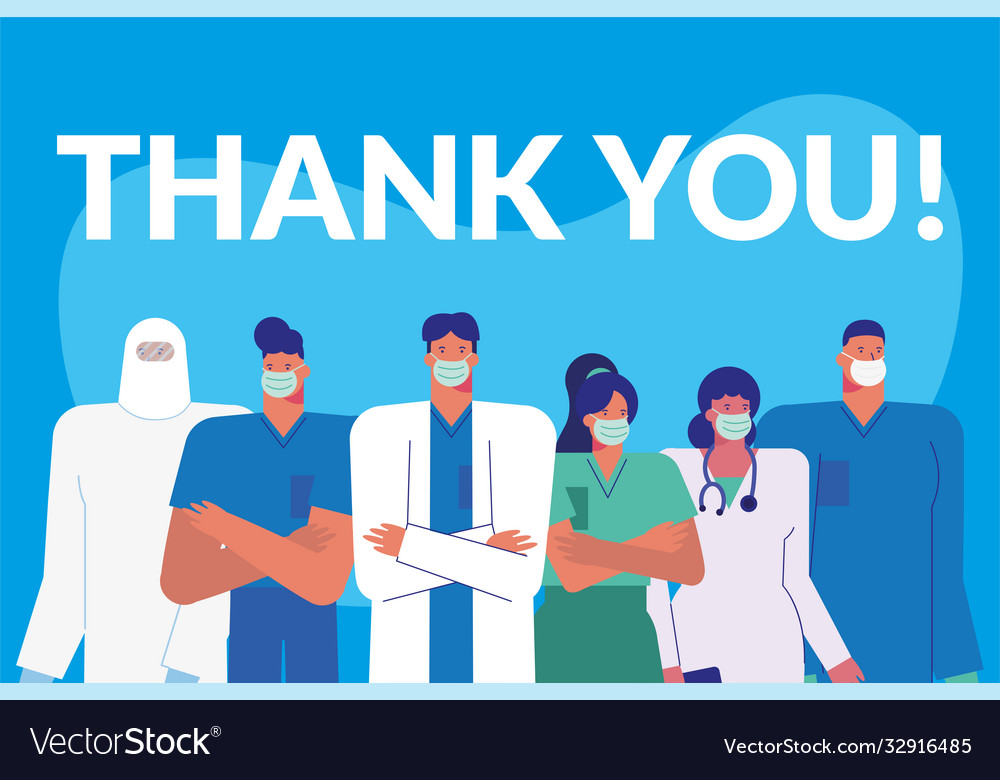 Professional doctors staff wearing medical masks Vector Image