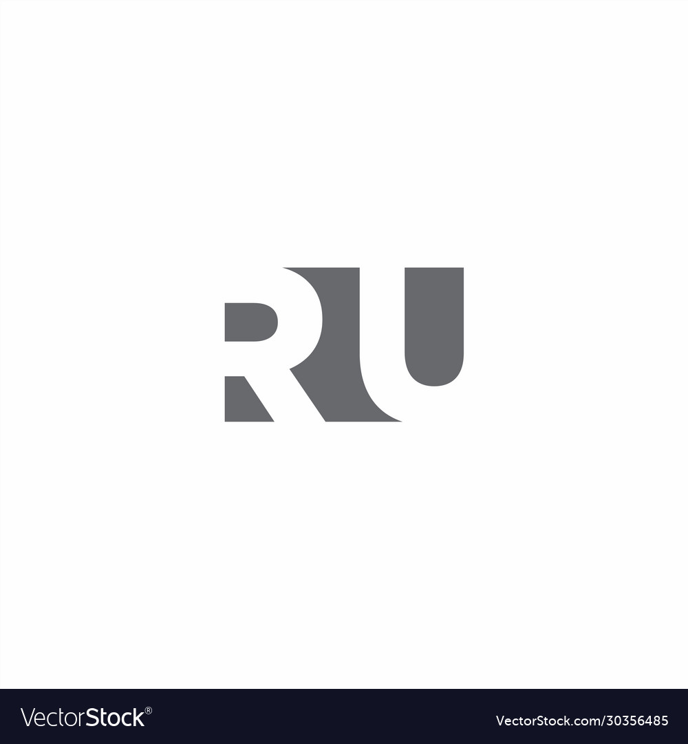 Ru logo monogram with negative space style design