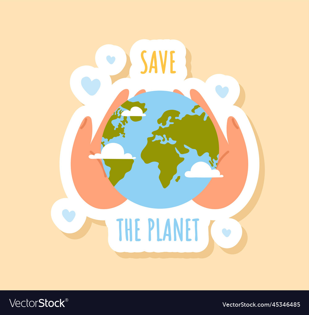 Save planet badge vector image Save planet badge