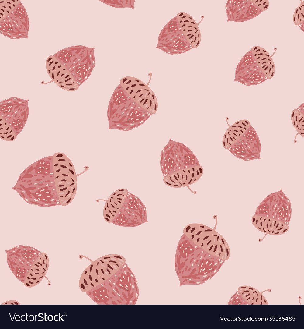 Seamless random pattern with red outline acorn Vector Image Seamless random pattern with red outline acorn