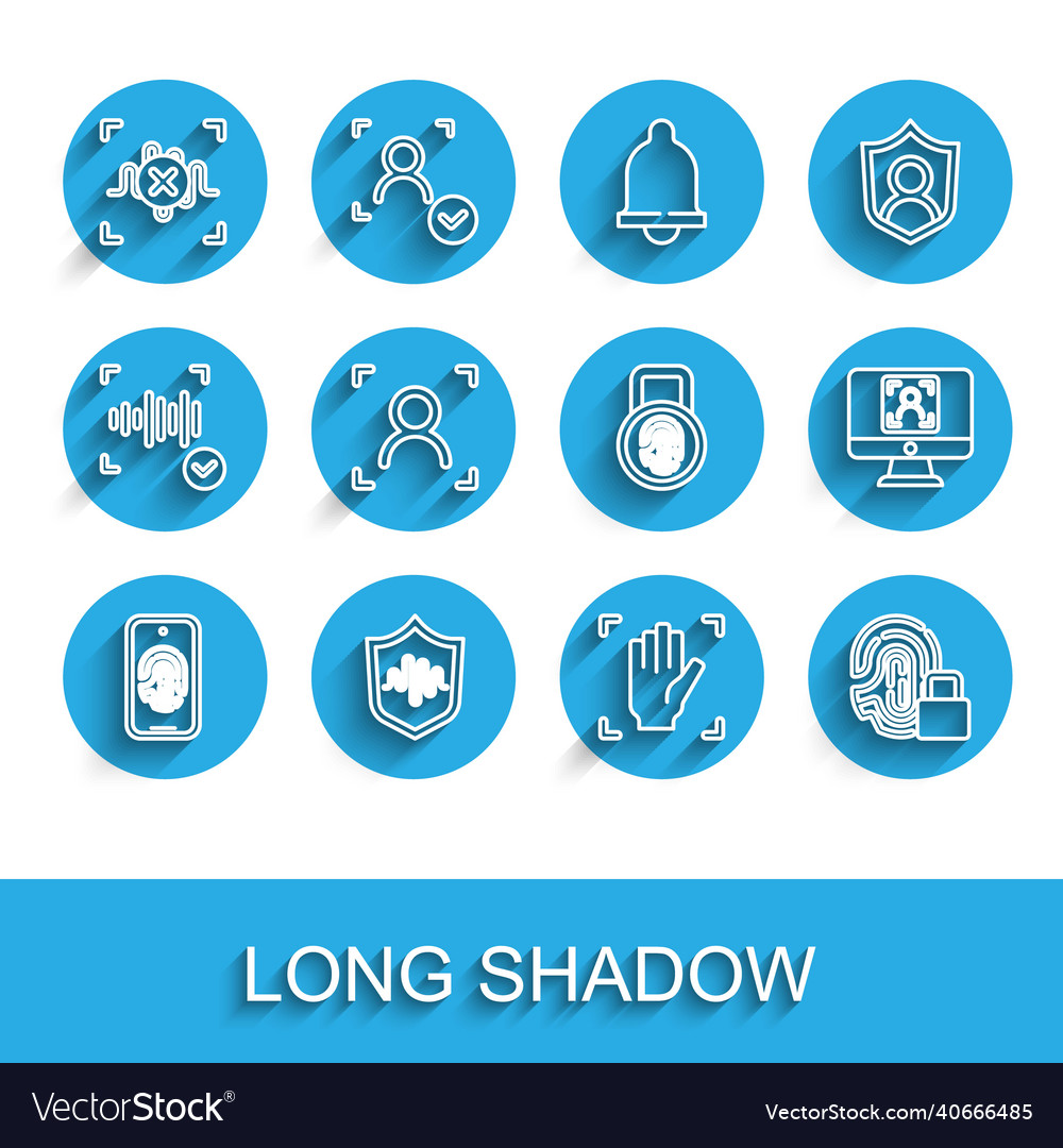 Set line mobile with fingerprint scan shield vector image Set line mobile with fingerprint scan shield