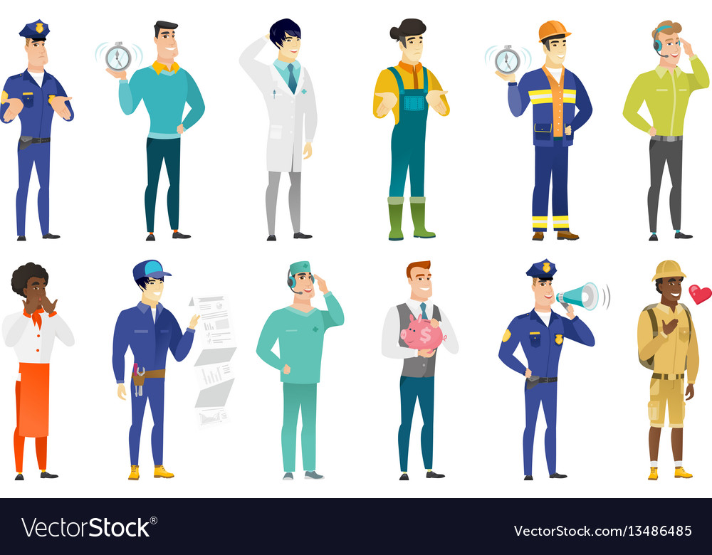 Set of professions characters vector image Set of professions characters