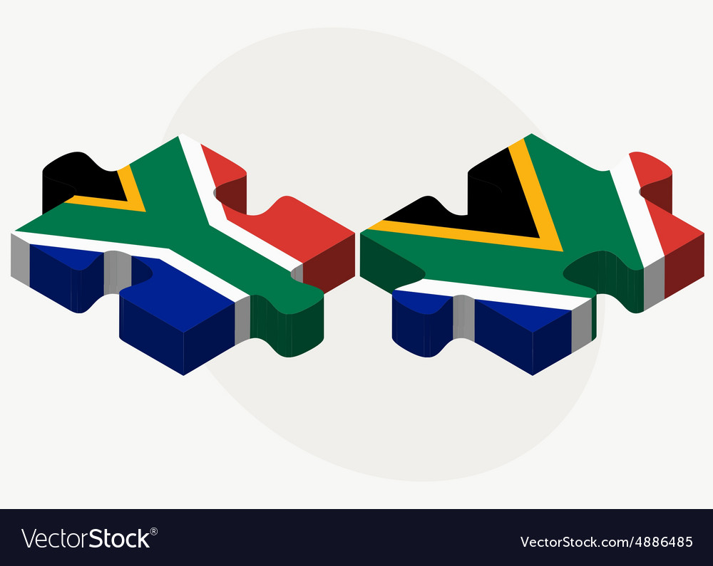 Südafrika und Flaggen im Puzzle