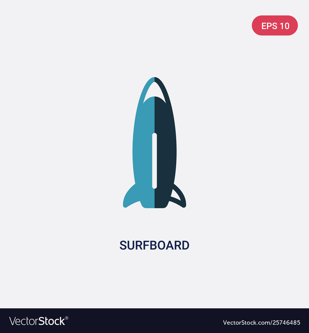 Two color surfboard icon from nautical concept