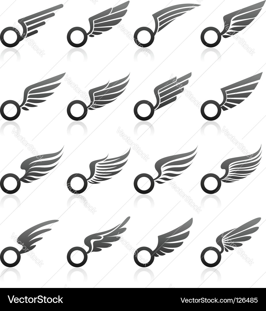 Wings logo template set Royalty Free Vector Image