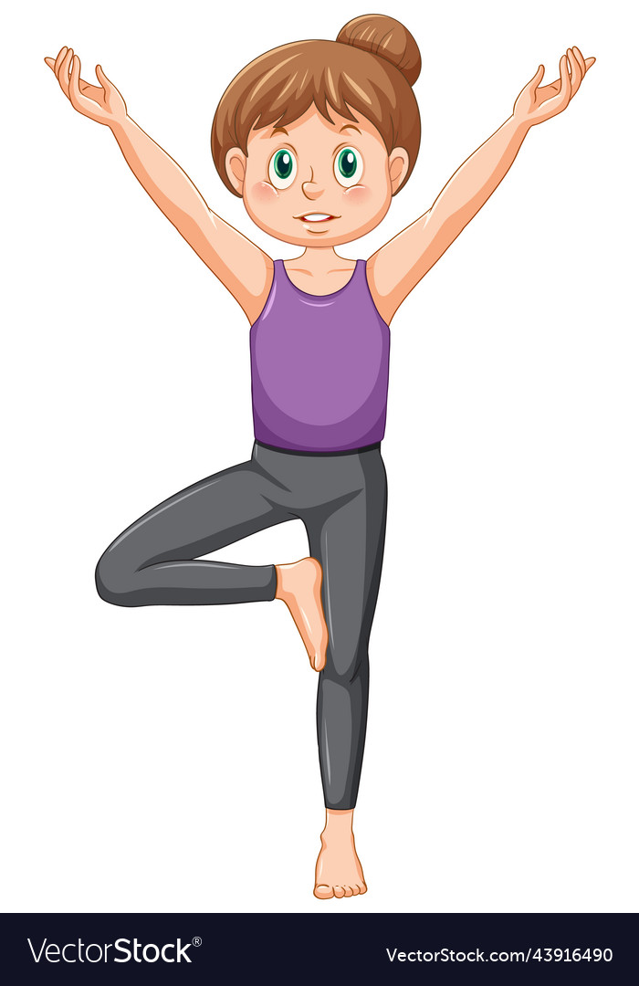 A girl doing yoga cartoon character Royalty Free Vector