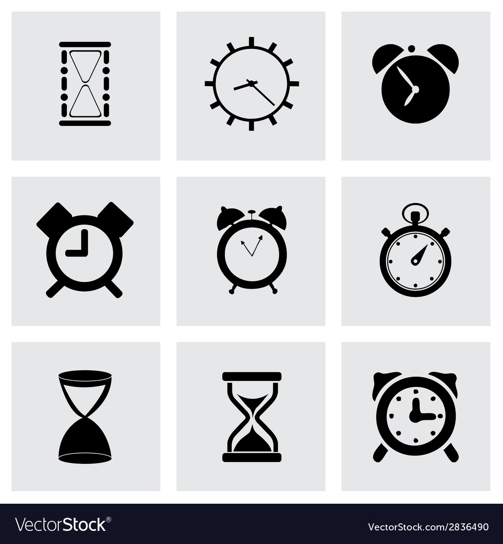 Black time icons set Royalty Free Vector Image